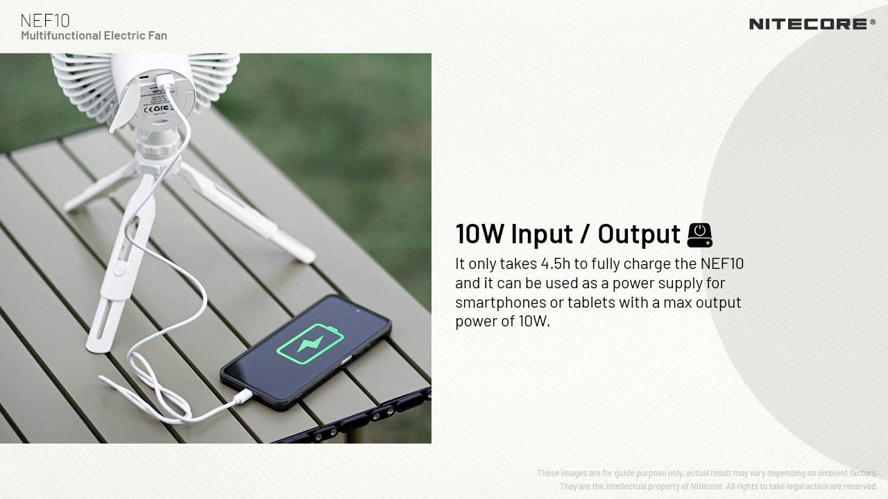 Nitecore NEF10 Portable Fan, Grau, Ventilator Mit Lampe Und Powerbank 5 Nitecore NEF10 Portable Fan, Grau, Ventilator Mit Lampe Und Powerbank – Bild 3